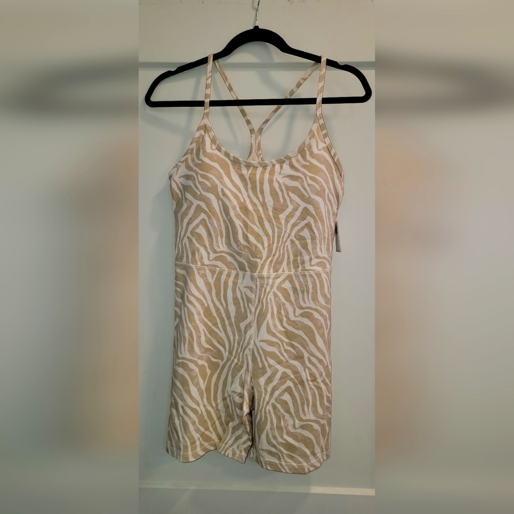 Old Navy Beige and White Patterned Romper